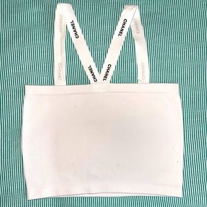 White cotton Small Tube top with Chanel Ribbon